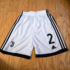 Adidas White and Black Athletic Shorts with Juventus Design
